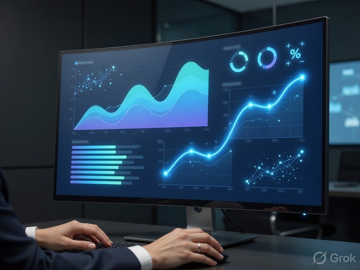 Business intelligence analytics dashboard with charts and trends
